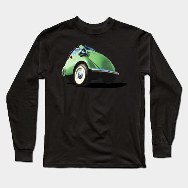 Isetta bubble car in green Long Sleeve T-Shirt by candcretro